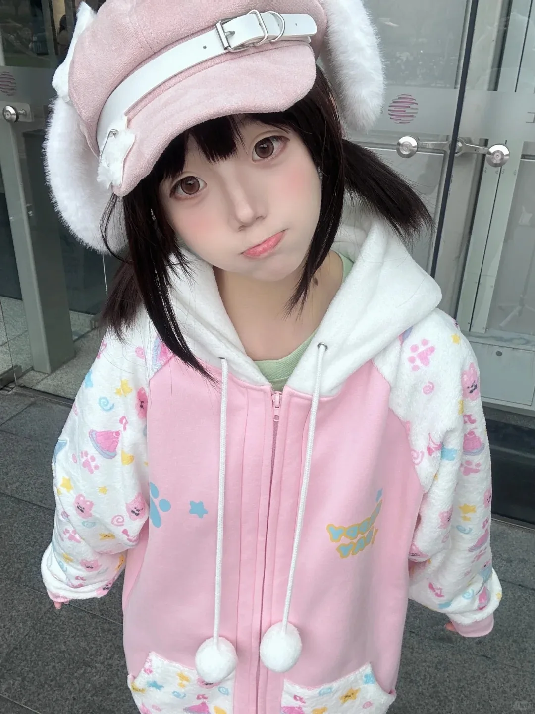 Harajuku Zip Hoodies Women Japanese Sweet Lolita Sweatshirts Kawaii Cartoon Print Y2k Hooded Overcoat Korean Fashion Clothes Top