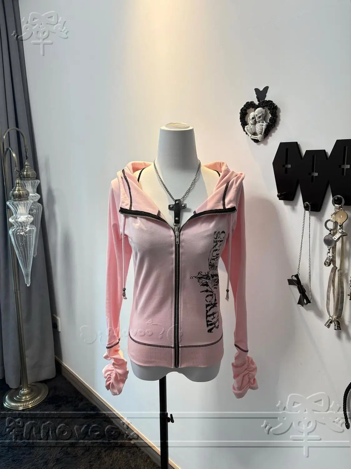 Harajuku Y2k Gothic Hooded Coat Women 2026 Spring New Casual All-match Jackets Subcultural Japanese Black Tops Mujer Sweatshirt