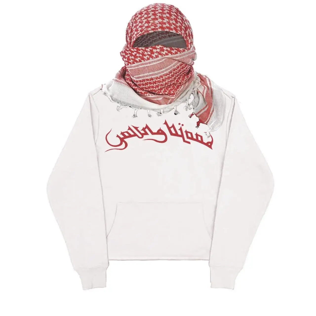 Arab Style Aesthetic Plaid Contrast Scarf Decorative Hoodie Autumn Winter Long Sleeved Letter Printing Loose Street Fashion Coat