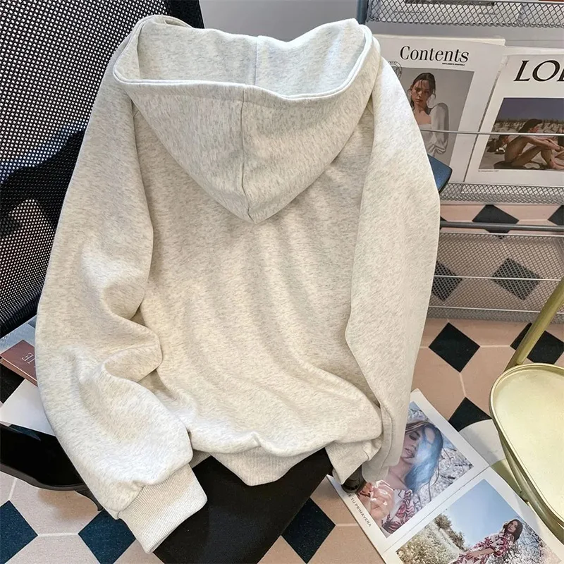 Spring Cute Print Sweatshirt Women Long Sleeve Sweet Kawaii Pullover Japan Loose Female Preppy Style Buttons Vintage Hooded Tops