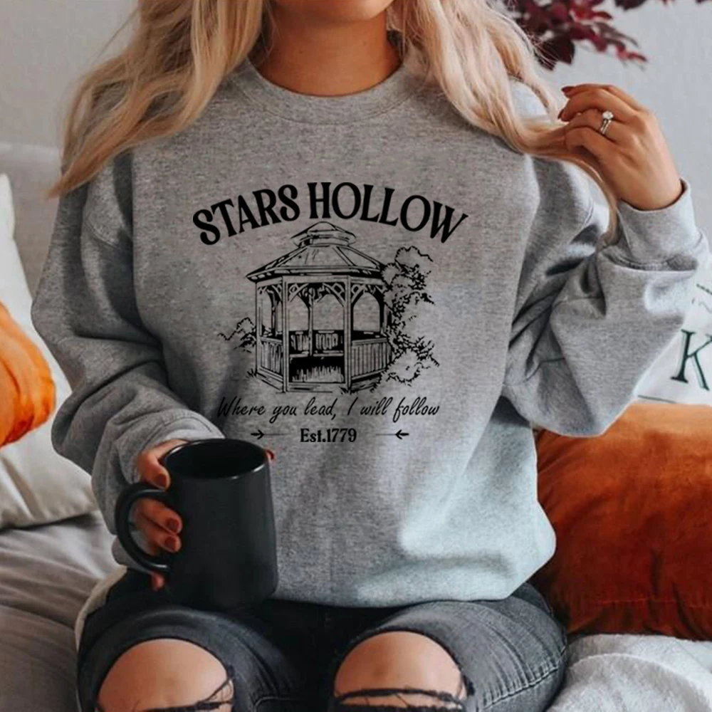 Stars Hollow Sweatshirt Lukes Diner Sweatshirt Women Graphic Hoodies Vintage Long Sleeve Sweater Women Streetwear Pullover Tops