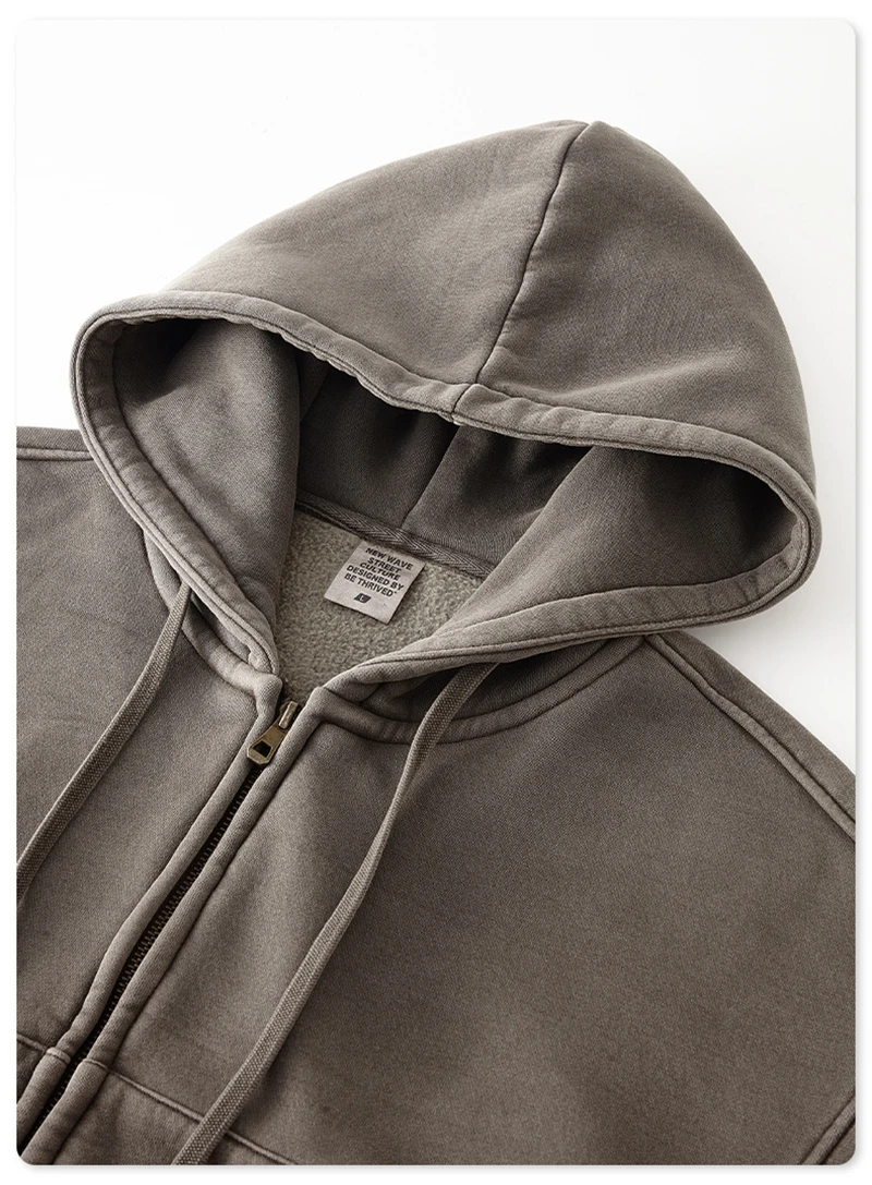 ZODF Retro 2025 Winter Women Short Zipper Hoodies Female Girls Loose 355gsm Thick Fleece Hooded Zip-up Coat Streetwears HY0448