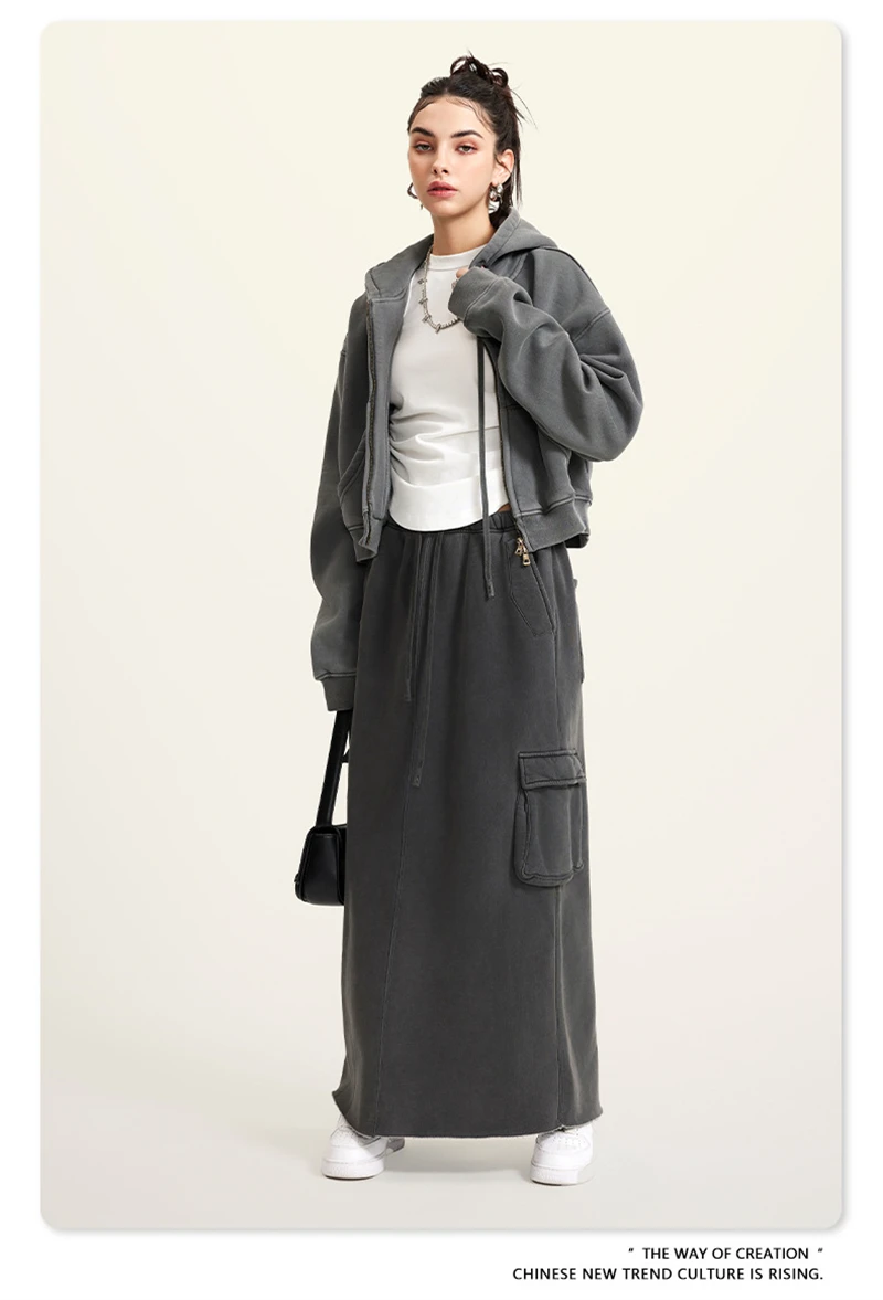 ZODF Retro 2025 Winter Women Short Zipper Hoodies Female Girls Loose 355gsm Thick Fleece Hooded Zip-up Coat Streetwears HY0448