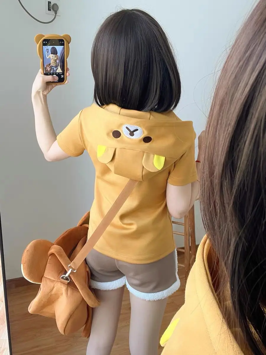 HOUZHOU Y2k Harajuku Streetwear Hoodies Women Japanese Style Kawaii Sweet Cute Cartoon Print Zipper Sweatshirt Soft Girl New