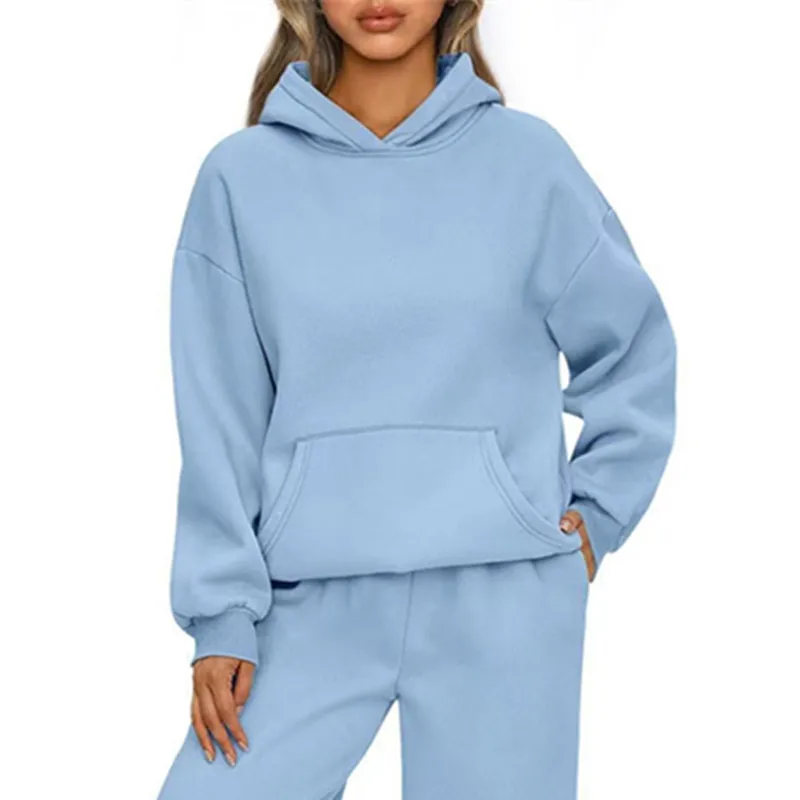 Autumn Winter Casual Sports hoodie Sweatshirt Solid-color long-sleeve Women's Fashion Loose hoodie Women's tops pullover