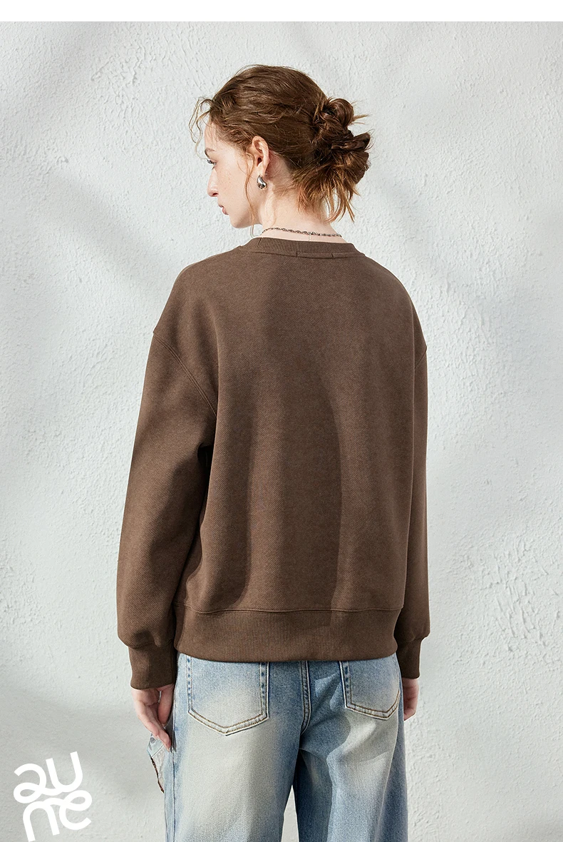 TOYOUTH Women's Fake Two Piece Spliced Sweatshirt Fall 2026 Loose Wrap Design Urban Nomad Retro Pullover Top