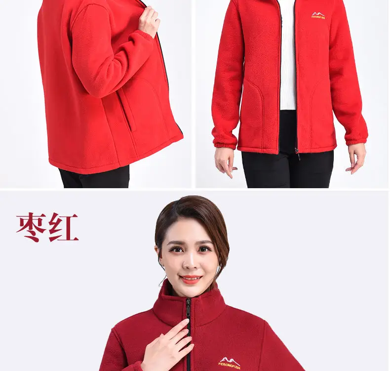 Autumn Winter Fleece Jacket Women Clothing Zipper Sweatshirt Warm Long Sleeve Thick Cardigan Sport Outdoor Warm Sweatshirt New