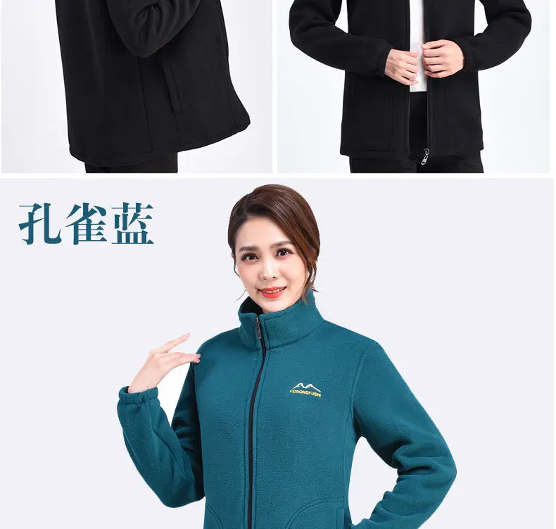 Autumn Winter Fleece Jacket Women Clothing Zipper Sweatshirt Warm Long Sleeve Thick Cardigan Sport Outdoor Warm Sweatshirt New