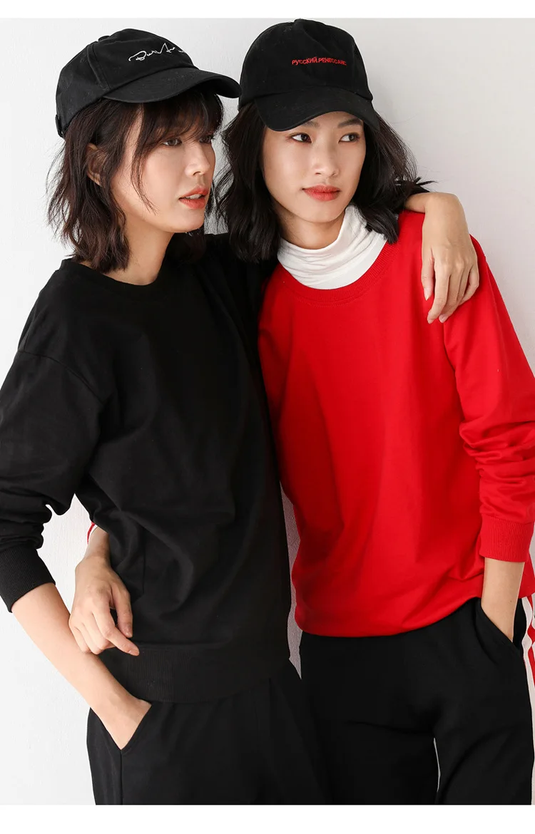 Women Sweatshirt 2025 Spring Autumn Multi-colors Fashion Korean O-neck Cotton Loose Womens Sweatshirts Vintage Solid Pullovers