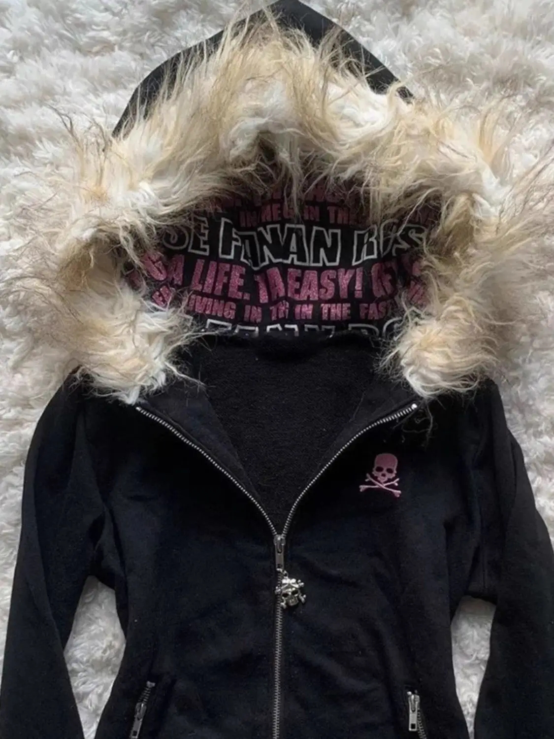 Gothic Y2k Black Punk Hoodie Women Zipper Sweatshirt Vintage Letter Print Autumn Streetwear Grunge Outerwear Hooded Jackets Chic