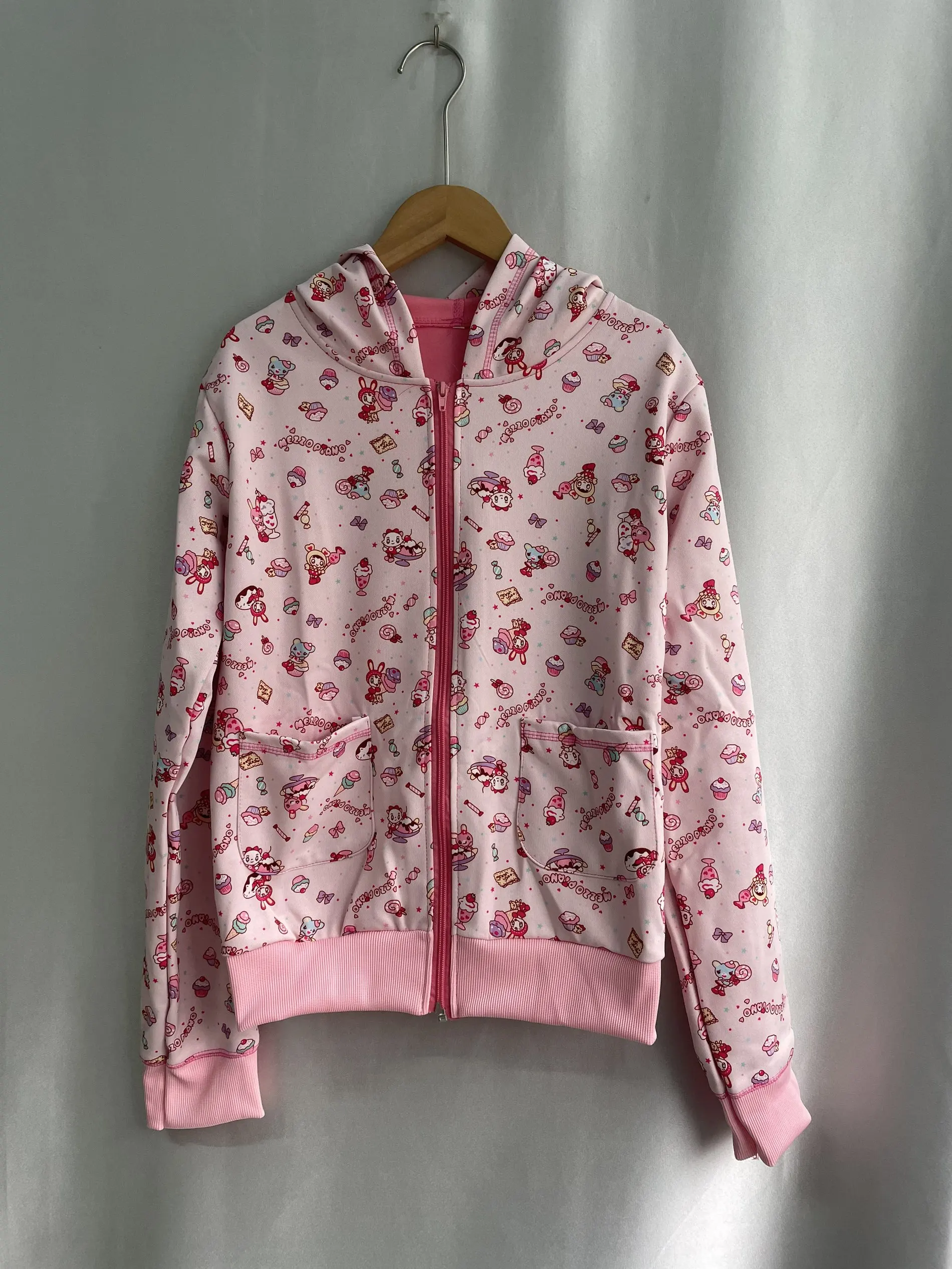 Autumn Subcultural Harajuku Y2k Hoodie Sweatshirts Cute Strawberry Rabbit Print Casual Jackets Loose Long Sleeve Coat Women