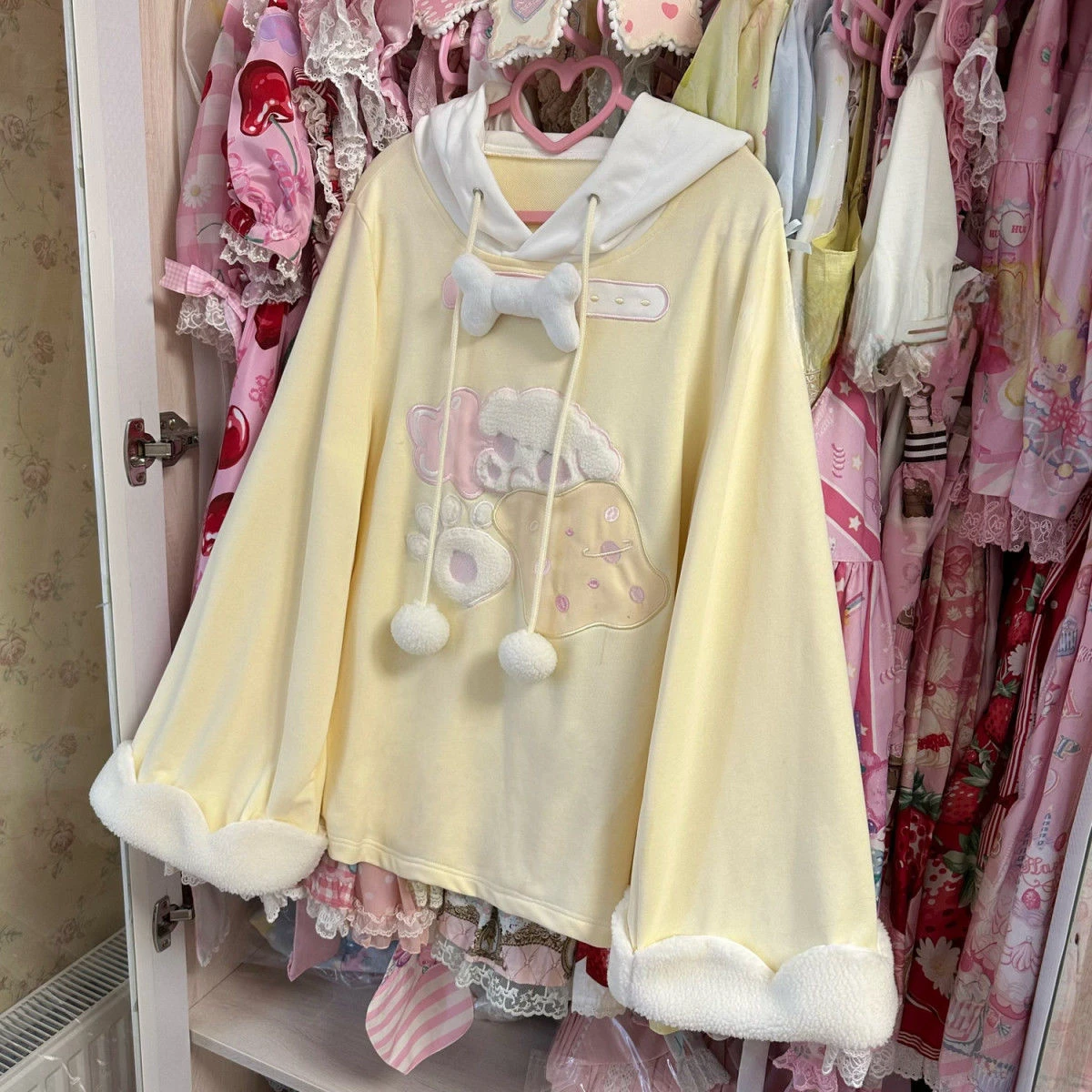 2026 Japanese Cartoon Embroidery Hoodies Tops Women Autumn Harajuku Drawstring Pullovers Patchwork Kawaii Cute Casual Sweatshirt