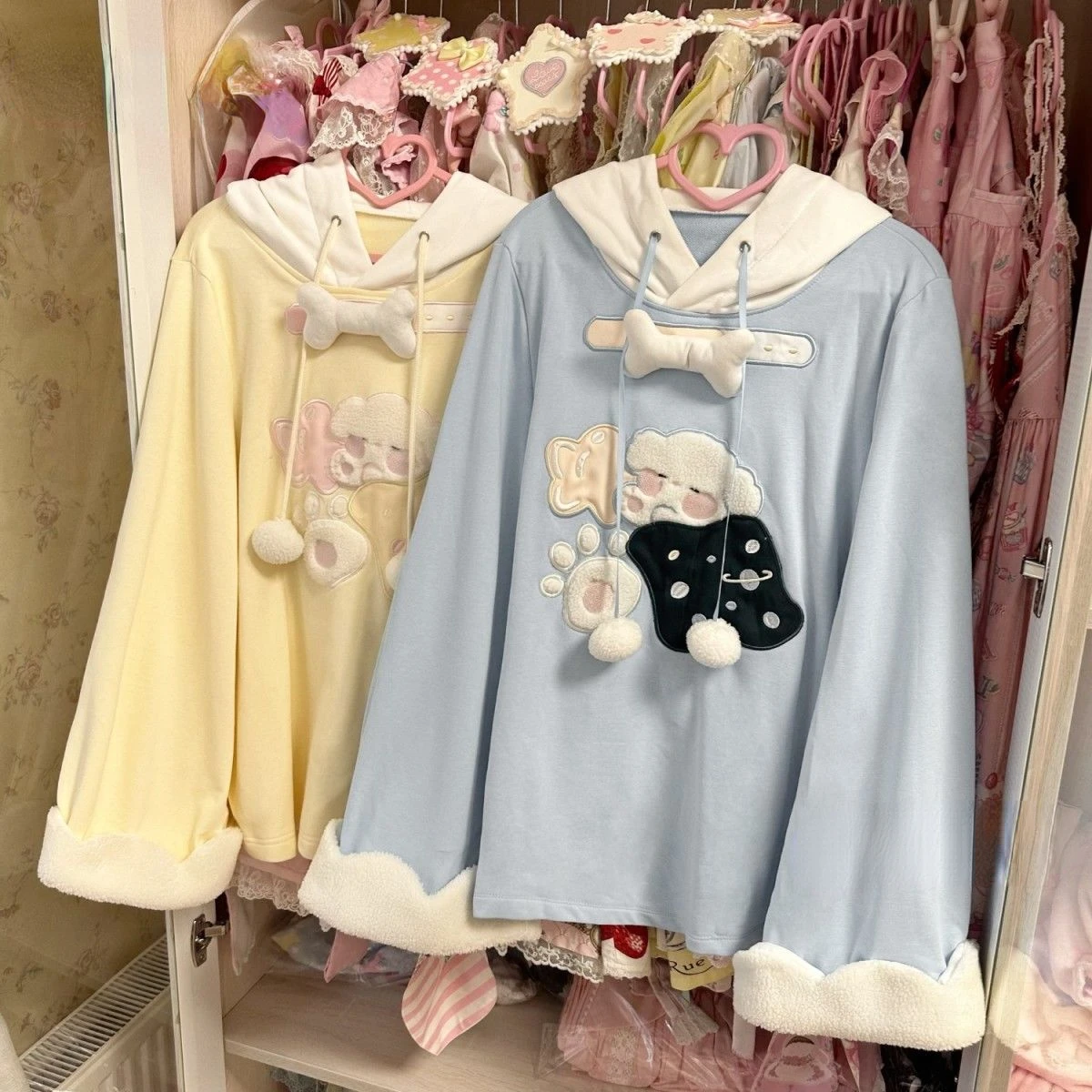 2026 Japanese Cartoon Embroidery Hoodies Tops Women Autumn Harajuku Drawstring Pullovers Patchwork Kawaii Cute Casual Sweatshirt