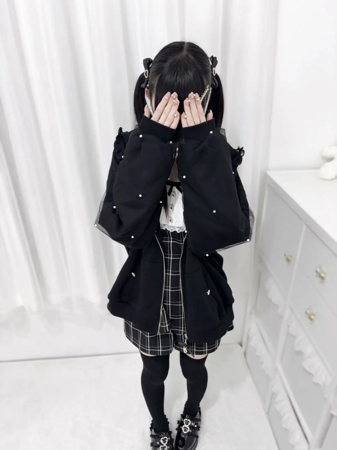 Subculture Japanese Retro Long Sleeve Hoodie Cat Ears Lace Decoration Women Casual Sweatshirt Gothic Y2K Harajuku Autumn Coat