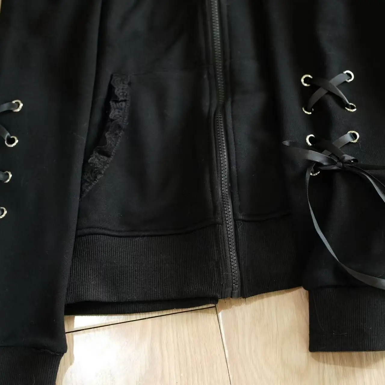 Subculture Japanese Retro Long Sleeve Hoodie Cat Ears Lace Decoration Women Casual Sweatshirt Gothic Y2K Harajuku Autumn Coat