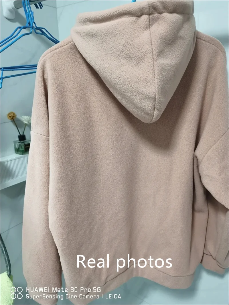 2025 Fashion Hoodies Sweatshirts Women's Fleece Coats Long-sleeve Loose Top Lady Pullover Casual Outerwear Autumn Winter 5colour