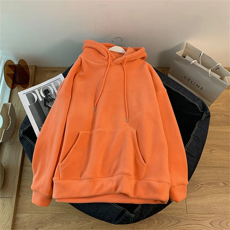 2025 Fashion Hoodies Sweatshirts Women's Fleece Coats Long-sleeve Loose Top Lady Pullover Casual Outerwear Autumn Winter 5colour