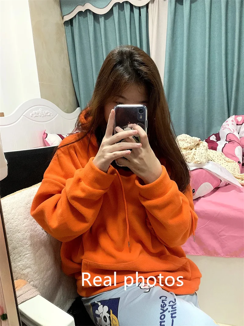 2025 Fashion Hoodies Sweatshirts Women's Fleece Coats Long-sleeve Loose Top Lady Pullover Casual Outerwear Autumn Winter 5colour