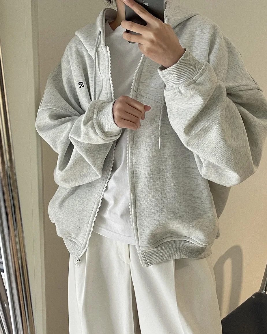 [LANMREM] Letter Hooded Sweatshirt For Women Zipper Cardigan Long Sleeve Casual Loose Top Fashion 2025 Autumn New 26D9799