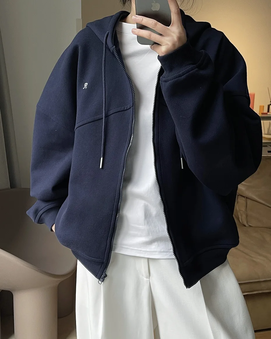 [LANMREM] Letter Hooded Sweatshirt For Women Zipper Cardigan Long Sleeve Casual Loose Top Fashion 2025 Autumn New 26D9799