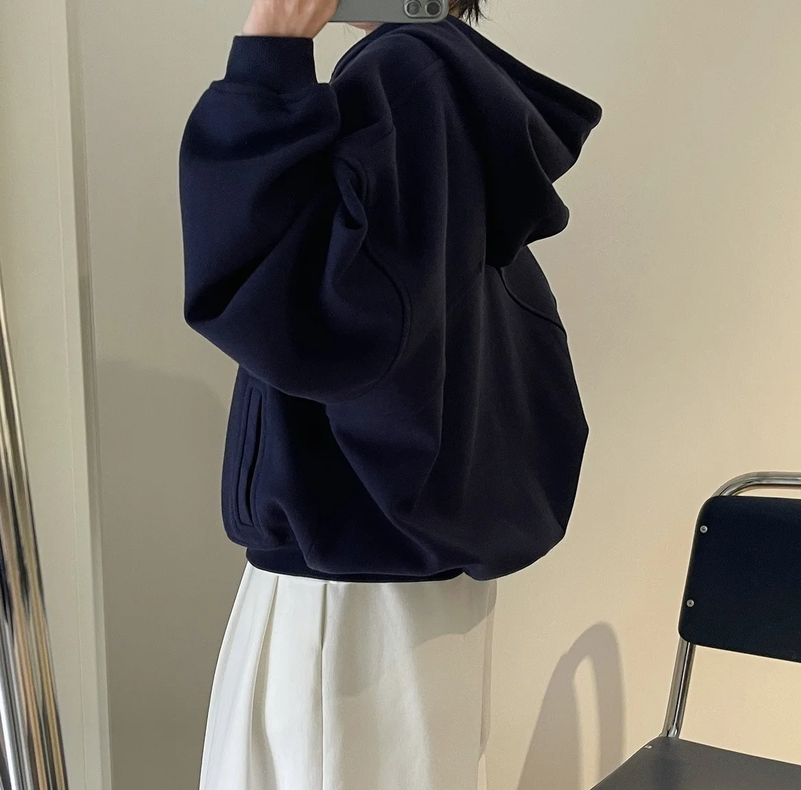 [LANMREM] Letter Hooded Sweatshirt For Women Zipper Cardigan Long Sleeve Casual Loose Top Fashion 2025 Autumn New 26D9799