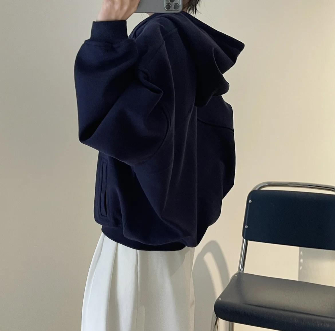 [LANMREM] Letter Hooded Sweatshirt For Women Zipper Cardigan Long Sleeve Casual Loose Top Fashion 2025 Autumn New 26D9799