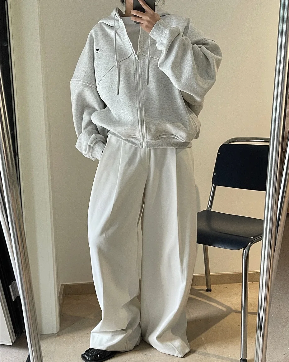 [LANMREM] Letter Hooded Sweatshirt For Women Zipper Cardigan Long Sleeve Casual Loose Top Fashion 2025 Autumn New 26D9799