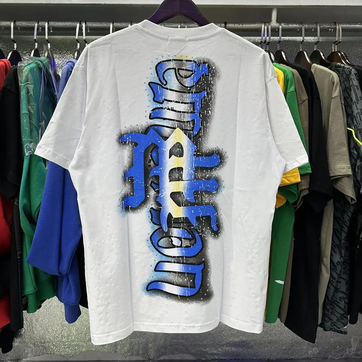 2026 NEW RMIXED EMOTION Rhinestone Shirt Streetwear Cotton Loose Round Neck Top Tees Oversized Tee Top Trendy