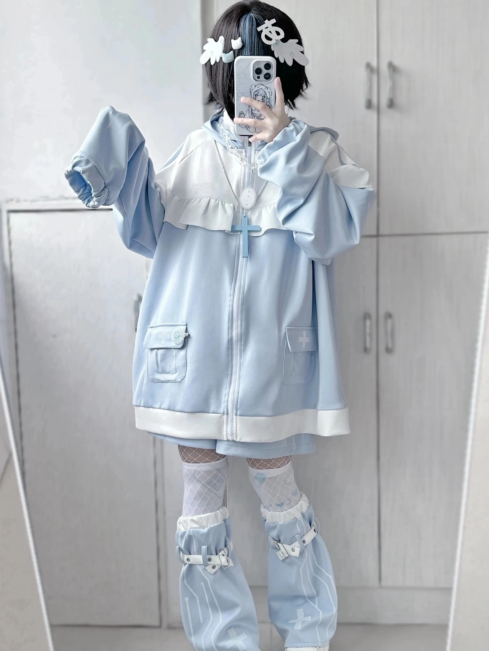 Japanese Mine Style Subculture Cute Sweet Girl Y2k Clothing Loose Casual Cat Ears Hooded Zipper Hoodie Sweatershirt Women Autumn