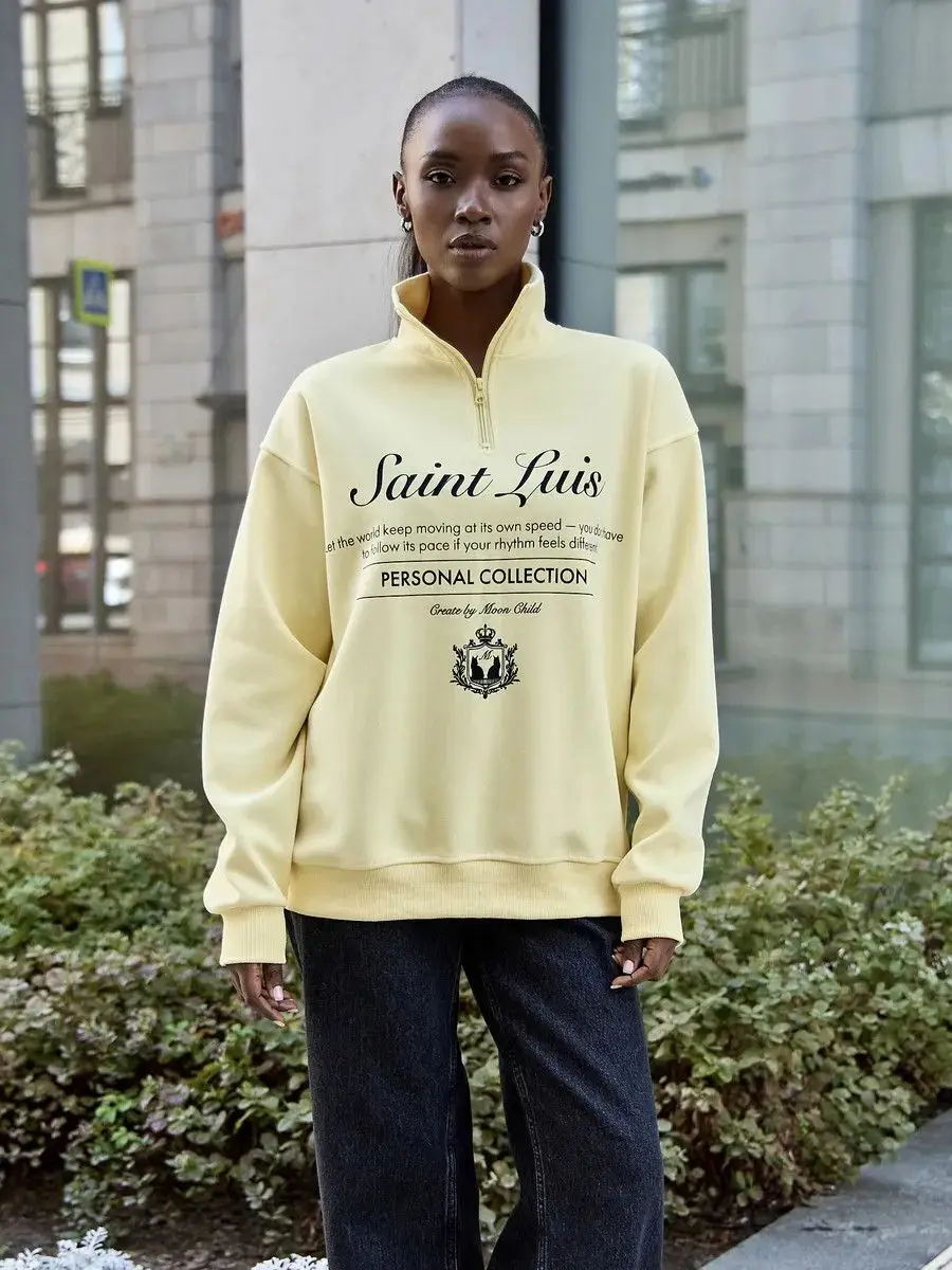 Sport Preppy-style Loose Sweatshirts Zipper Open Stand Collar Hoodie Apricot Retro Letter Print Full Sleeve Y2K Top Sweet Women