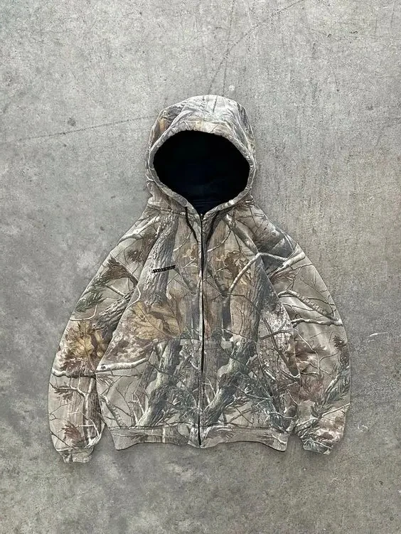 Streetwear Zip Hoodie Y2K Clothes Men Women Harajuku Gothic Retro Camo Graphic Oversized Hoodie Sweatshirt Fashion Casual Tops