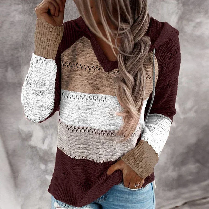 Customizable Hooded Women Casual Long Sleeve Knitted Hoody