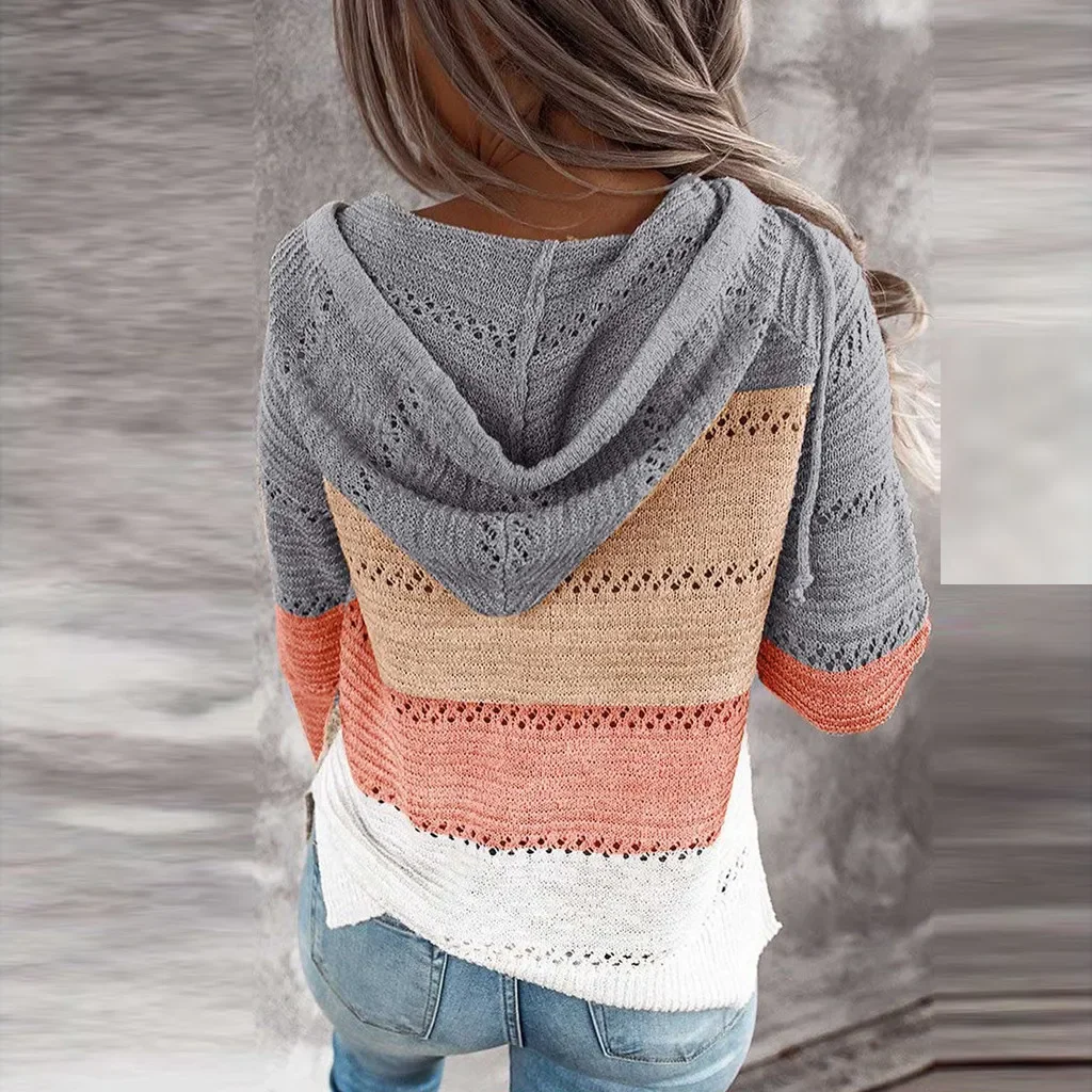 Customizable Hooded Women Casual Long Sleeve Knitted Hoody