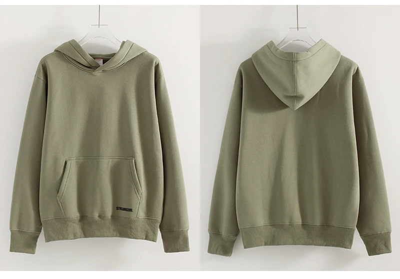 Streamgirl Fleece Hoodies Women Winter Warm Oversized Warm Sweatshirts Boyfriend Hoodies Simple Green Hooded Sweatshirt Couples