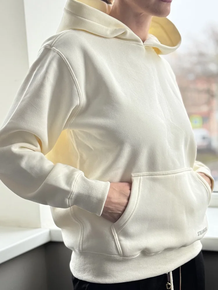 Streamgirl Fleece Hoodies Women Winter Warm Oversized Warm Sweatshirts Boyfriend Hoodies Simple Green Hooded Sweatshirt Couples