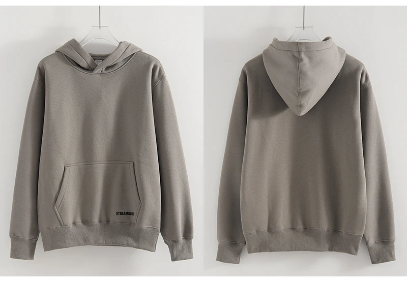 Streamgirl Fleece Hoodies Women Winter Warm Oversized Warm Sweatshirts Boyfriend Hoodies Simple Green Hooded Sweatshirt Couples