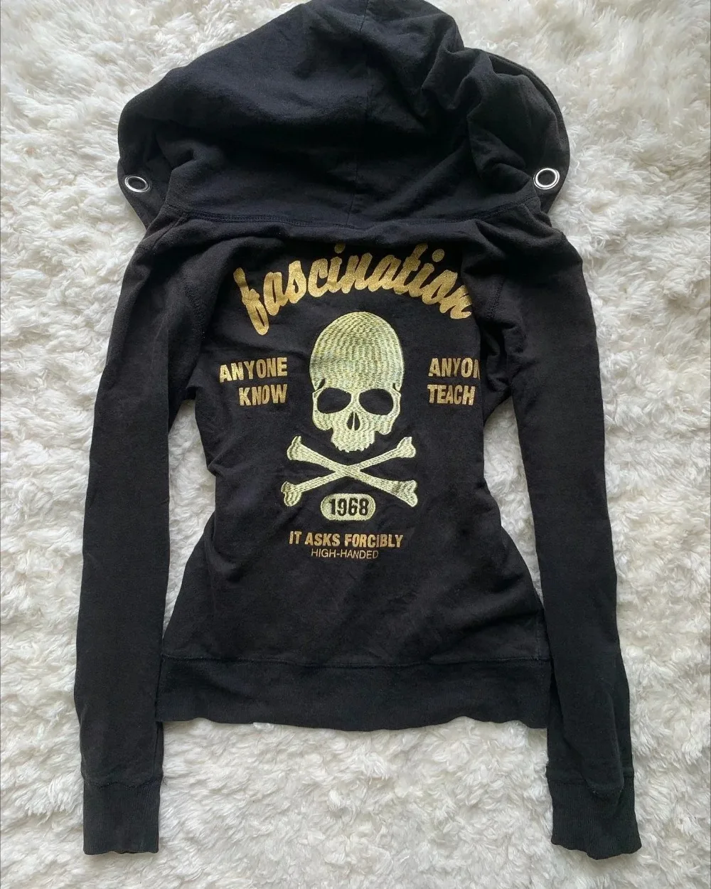 Y2K Vintage Classic Cartoon Graphic Print Pullover Hoodie Womens Harajuku White Sweatshirt Gothic Cute Mood Oversized Sweatshirt