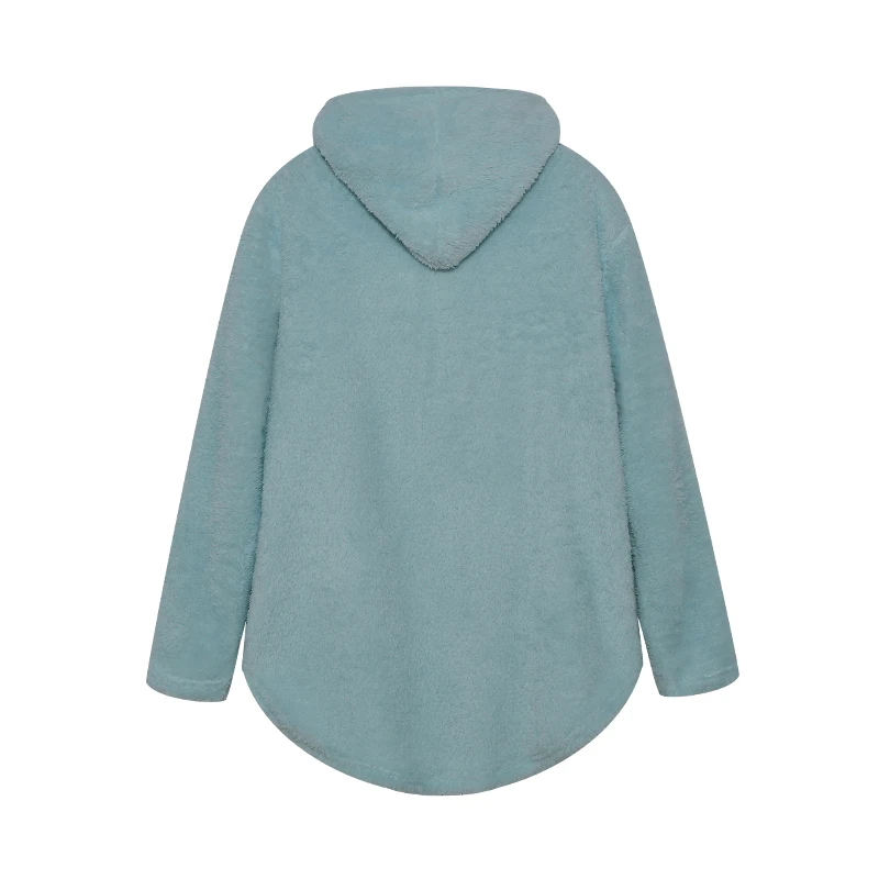 Fashion Trend Autumn and Winter Press-pleated Printed Turn-collar Long-sleeved Shirt Two-piece Furry Coat