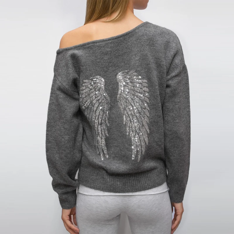 Sequin Angel's Wings Hoodies Women Loose Long Sleeve Pullovers Top Slim Yoga Pant Set 2025 New Casual Lady Two Piece Sets