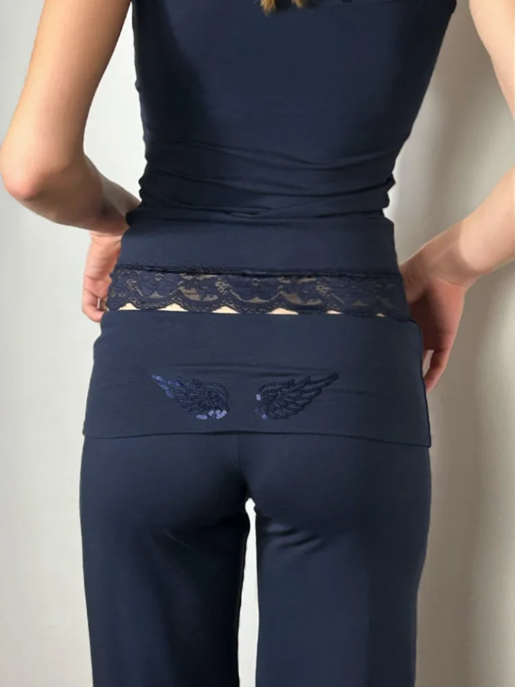 Sequin Angel's Wings Hoodies Women Loose Long Sleeve Pullovers Top Slim Yoga Pant Set 2025 New Casual Lady Two Piece Sets