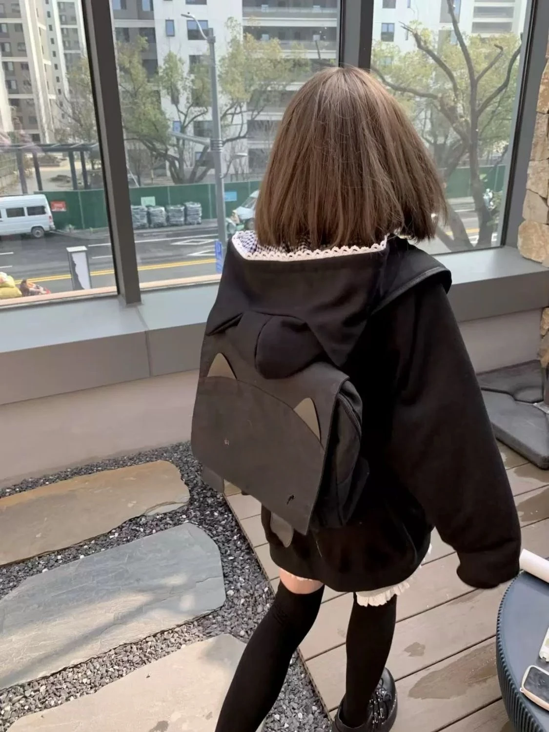 Japanese Cartoon Embroidery Hoodies Women Harajuku Vintage Zipper Plaid Patchwork Sweatshirt Preppy Pocket Y2k Aesthetic Hoody