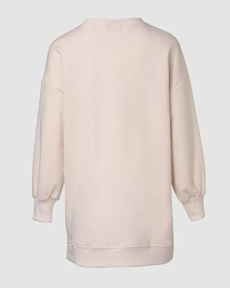 Autumn Sweatshirt Dress for Women New Long Sleeve Loose Zipper O-neck Long Causal Pullover Tops