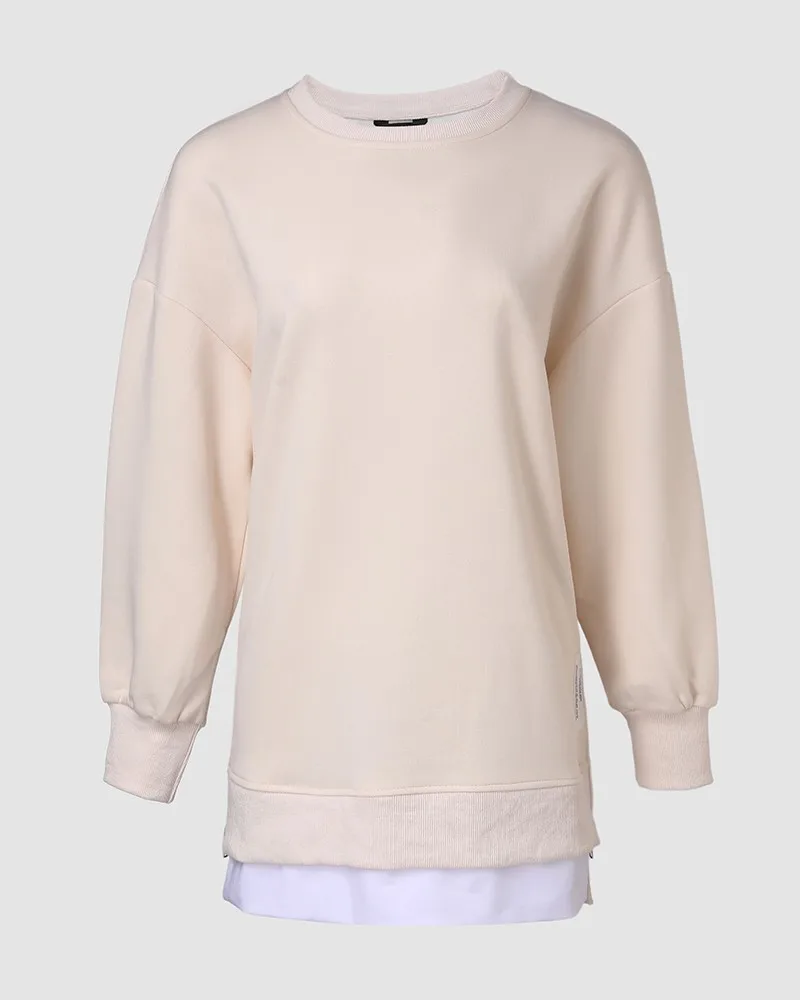 Autumn Sweatshirt Dress for Women New Long Sleeve Loose Zipper O-neck Long Causal Pullover Tops