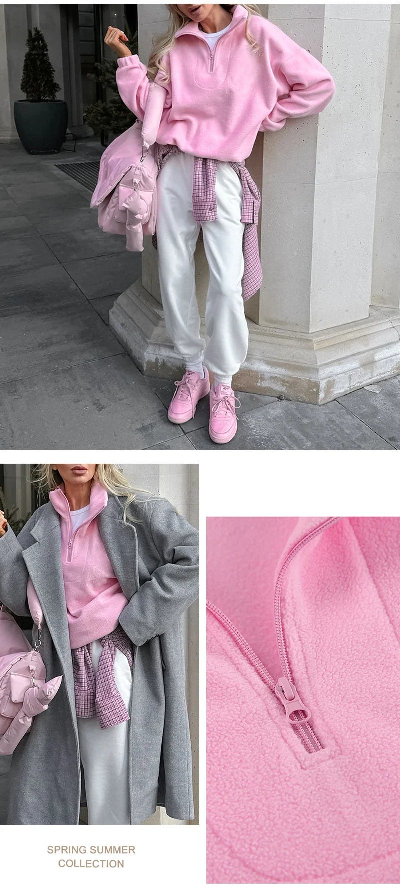 Pink Winter Lamb Fleece Hoodie Women Zipper Lapel Pullover флисовая кофта женская кофта женская