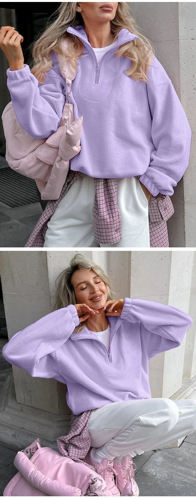 Pink Winter Lamb Fleece Hoodie Women Zipper Lapel Pullover флисовая кофта женская кофта женская