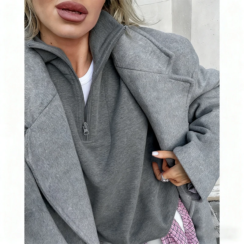 Pink Winter Lamb Fleece Hoodie Women Zipper Lapel Pullover флисовая кофта женская кофта женская