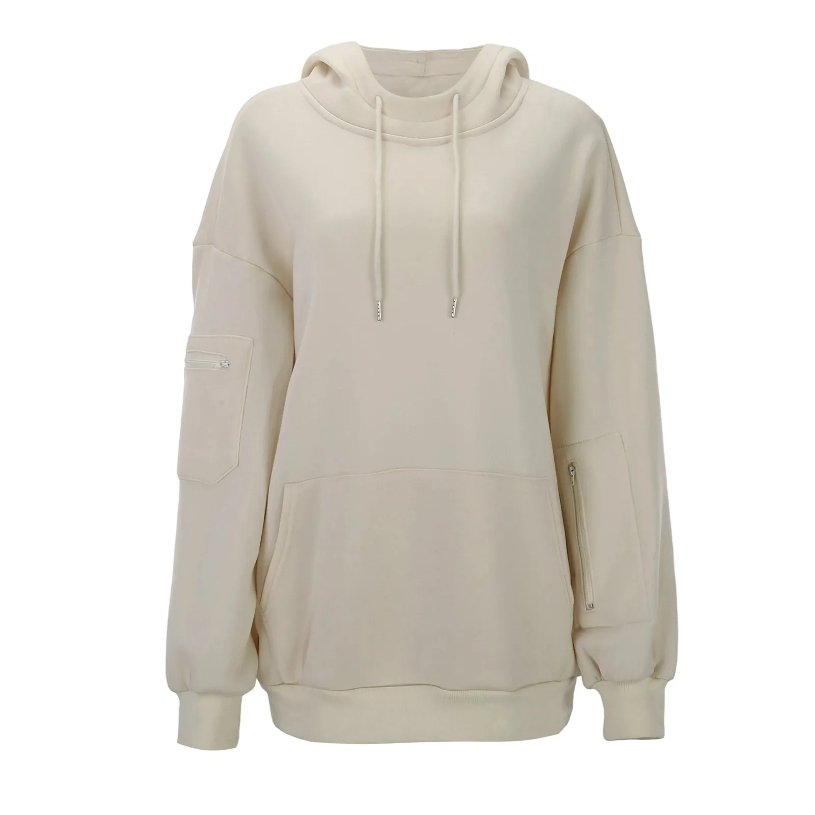 Chic Hoodies With Eye Mask Solid Color Plus Size Hooded Sweatshirts Women Y2k Clothes Multi-Pockets Casual Oversize Pullover
