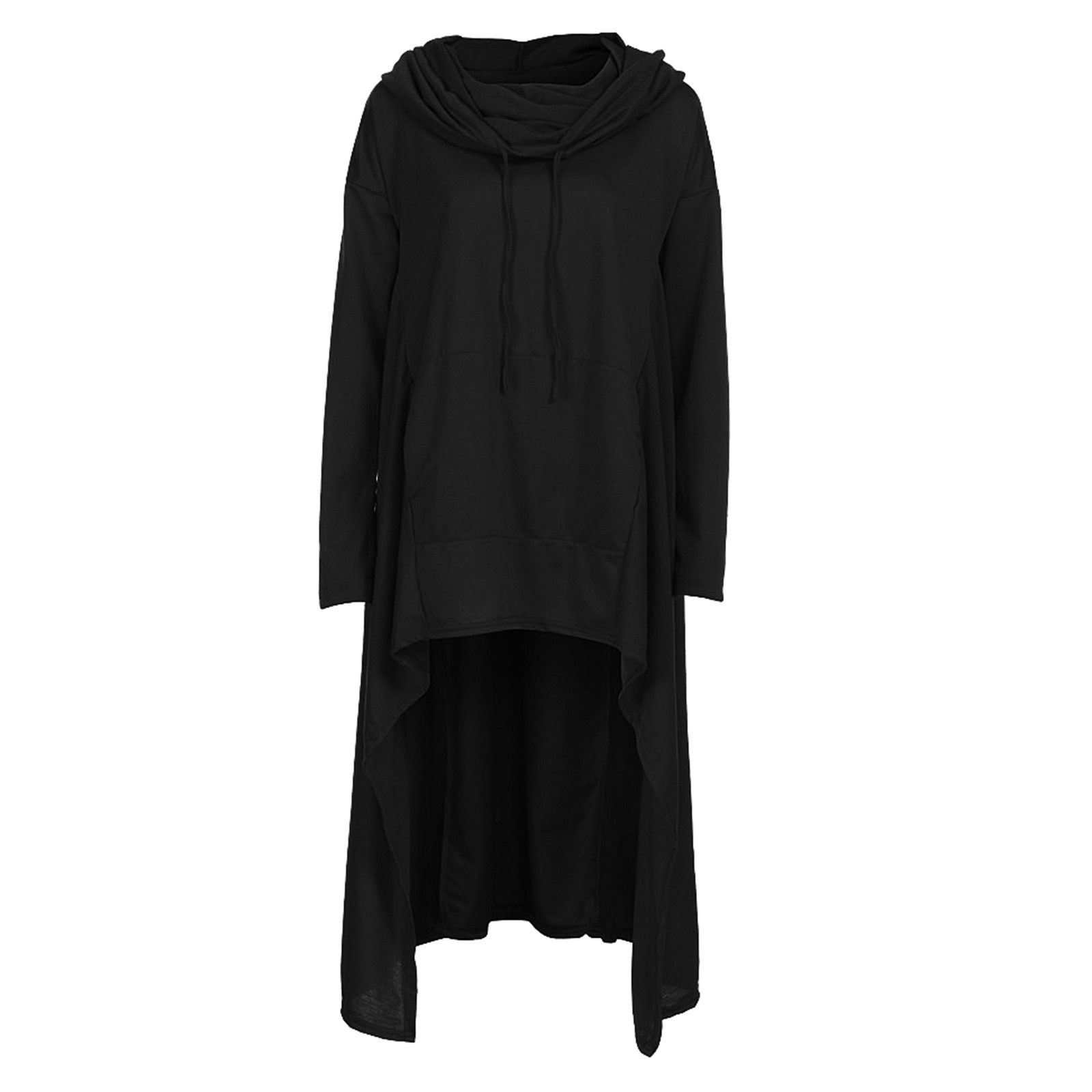 Plus Size 5XL Irregular Long Hoodies Women Sweatshirt Cloak Fashion Drawstring Pocket Oversize Hoodies Lady Hooded Pullover Coat