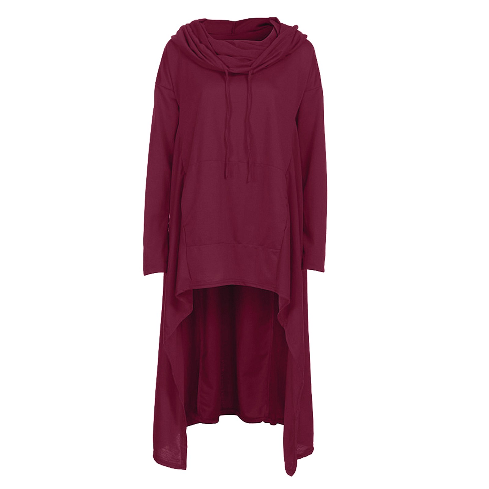 Plus Size 5XL Irregular Long Hoodies Women Sweatshirt Cloak Fashion Drawstring Pocket Oversize Hoodies Lady Hooded Pullover Coat