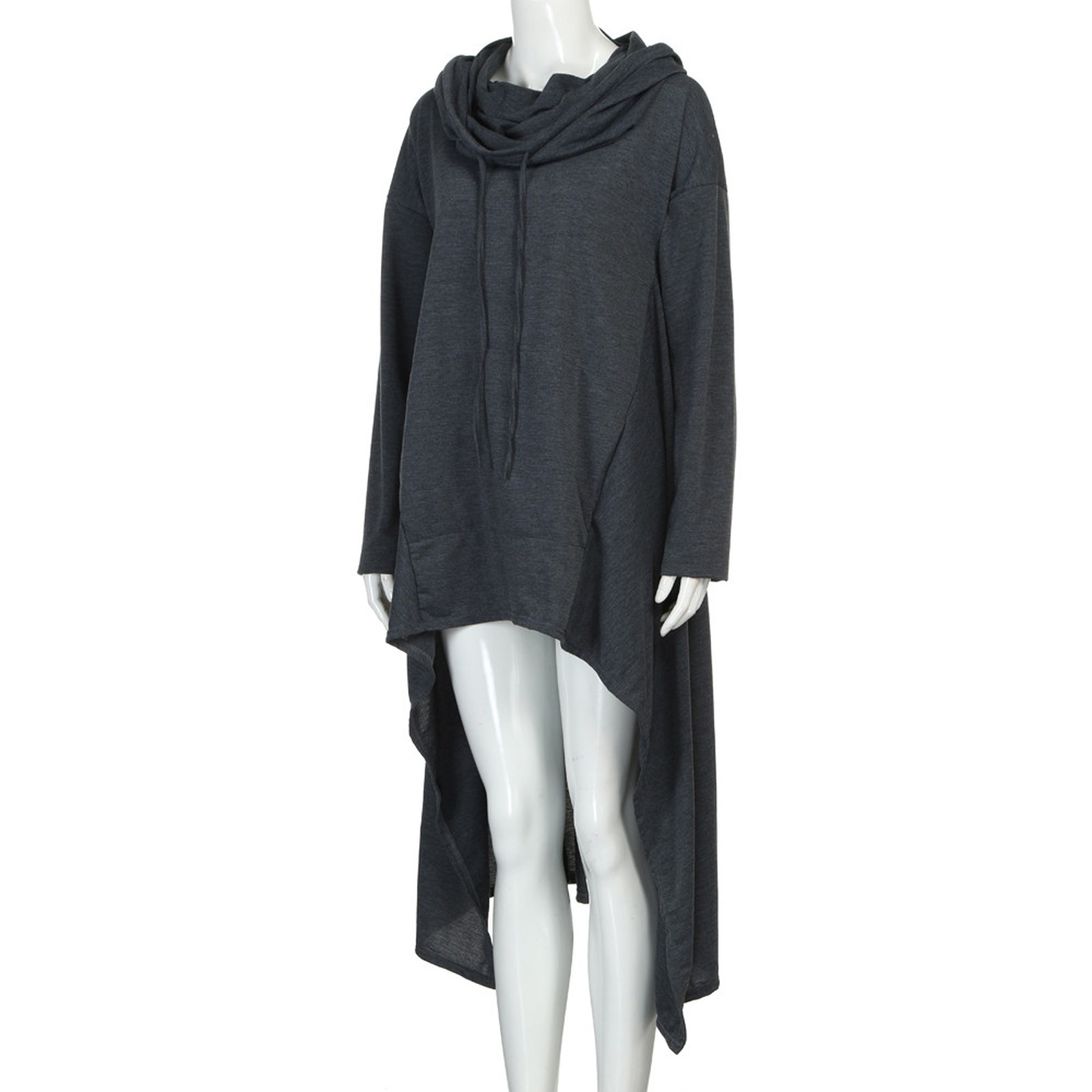 Plus Size 5XL Irregular Long Hoodies Women Sweatshirt Cloak Fashion Drawstring Pocket Oversize Hoodies Lady Hooded Pullover Coat